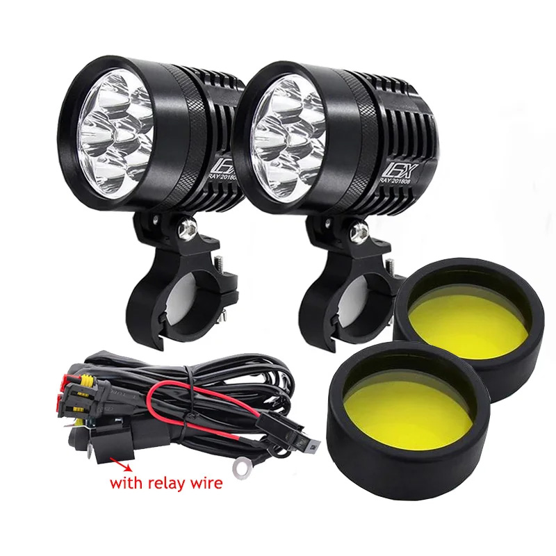 Universal Motorcycle Led Headlight Projector - Çift Renkli LED Strobe Motosiklet Far
