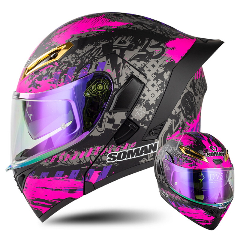 Full Face Motorcycle Helmet With Bluetooth - DOT onaylı erkekler motosiklet kask çift