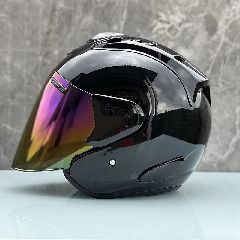 Full Face Motorcycle Helmet With Bluetooth - Ram5 Parlak Siyah Yarım Kask Erkek